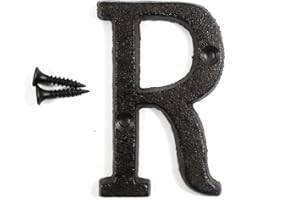 KiaoTime 3" Vintage Decorative Cast Iron Metal Alphabet Letters Wall Sign Hanging Address Name Sign Letter 'R'