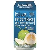 Blue Monkey Coconut Water - 100% Pure Coconut Water from Vietnam - No Pulp - No Sugar Added - Shelf Stable - Refreshing Hydration Drink - 11.2oz (330) 24-Pack