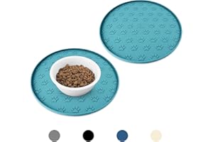 Ptlom 2 Pack Dog Food Mat Anti-Slip Dog Bowl Mats for Food and Water, High-Lips Waterproof Dog Feeding Mat Prevent Messy Spills, Silicone Pet Placemat Puppy Trays for Small Medium Large Dogs Cats