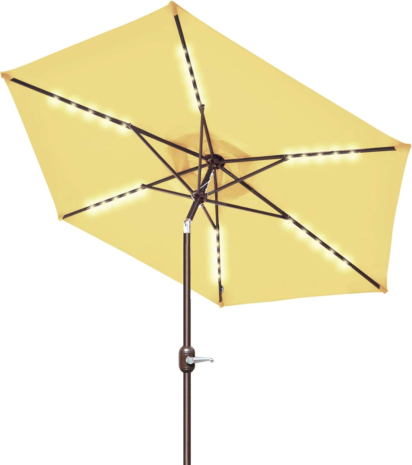 Amazon Com Strong Camel 8 Solar Led Lighted Patio Umbrella Backyard Market Table Umbrella W Tilt Adjustment Beige Garden Outdoor