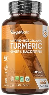 WeightWorld Organic Turmeric Black Pepper Capsules 365 Vegan Gluten Free view 1