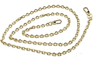 HAHIYO Mini Pochette Purse Chain Strap Thin Wide 6mm for LV Length 43.3 inches Thick 2mm Shiny Gold for Shoulder Cross Body Sling Handbag Wallet Clutch Comfortable Flat Metal Strap 1 Pack