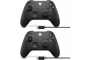 Microsoft Xbox Wireless Controller w/USB-C Cable for PC, Carbon Black, 1V8-00001 (2-Pack)