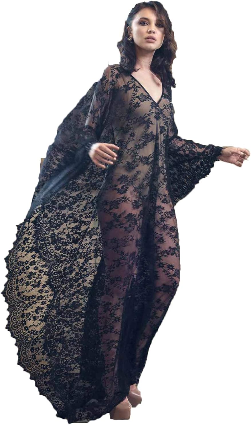 Wander Agio Womens Long Dress Bikini Cover Up Beach Swimear Coverups Robe Dresses Color Flower Black 35 at  Women’s Clothing store