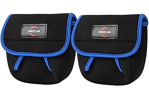 koalove Fishing Reel Covers Bag 2 Packs Large and Medium Size,Spinning Reel Cover Baitcaster Case Bag fits 1000-8000 Series Spinning Reels (Black reel bag*2, M(Up to 3000 series))