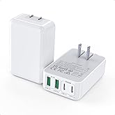 2Pack Flat USB C Wall Charger,40W 4Ports Foldable & Slim Fast Charging Block,Type C Cube Box Multiport Power Adapter Plug Brick Compatible with iPhone 17/16/15/14,Samsung,Pixel, AirPods4,Watch10
