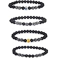 ZHUANMONI Anti-Swelling Black Obsidian Anklet, 4Pcs Magnetic Therapy Ankle Bracelet, Obsidian Beaded Bracelet For Men/Women Gifts