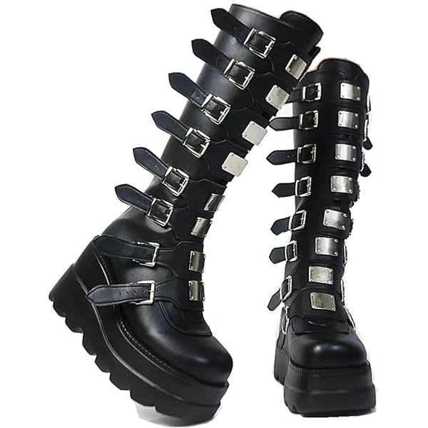 靴 00s - Gimmick Side Belt Long Boots PUNK Amazon.com