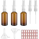 3 Pcs Nasal Spray Bottle,Empty 30ML/1oz Amber Glass Nasal Sprayer Refillable Nose Sinus Small Spray Bottle With Labels Funnel