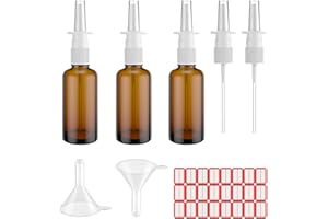 3 Pcs Nasal Spray Bottle,Empty 30ML/1oz Amber Glass Nasal Sprayer Refillable Nose Sinus Small Spray Bottle With Labels Funnel