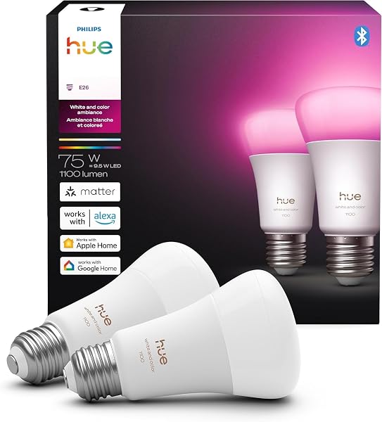PHILIPS HUE SMART LED A19 BULB 2-PACK, WHITE...
