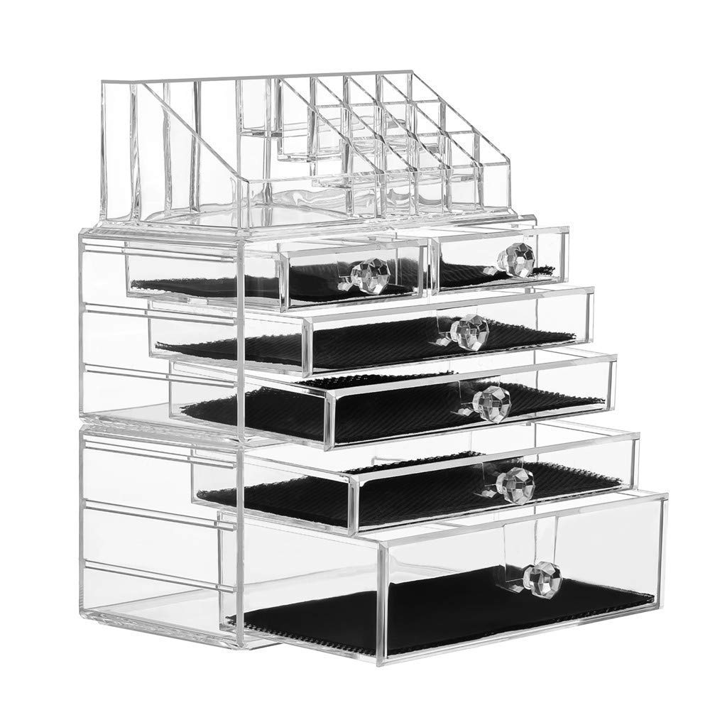 iPEGTOP Clear Acrylic Cosmetic Makeup Organiser Storage, Large 3 Tier