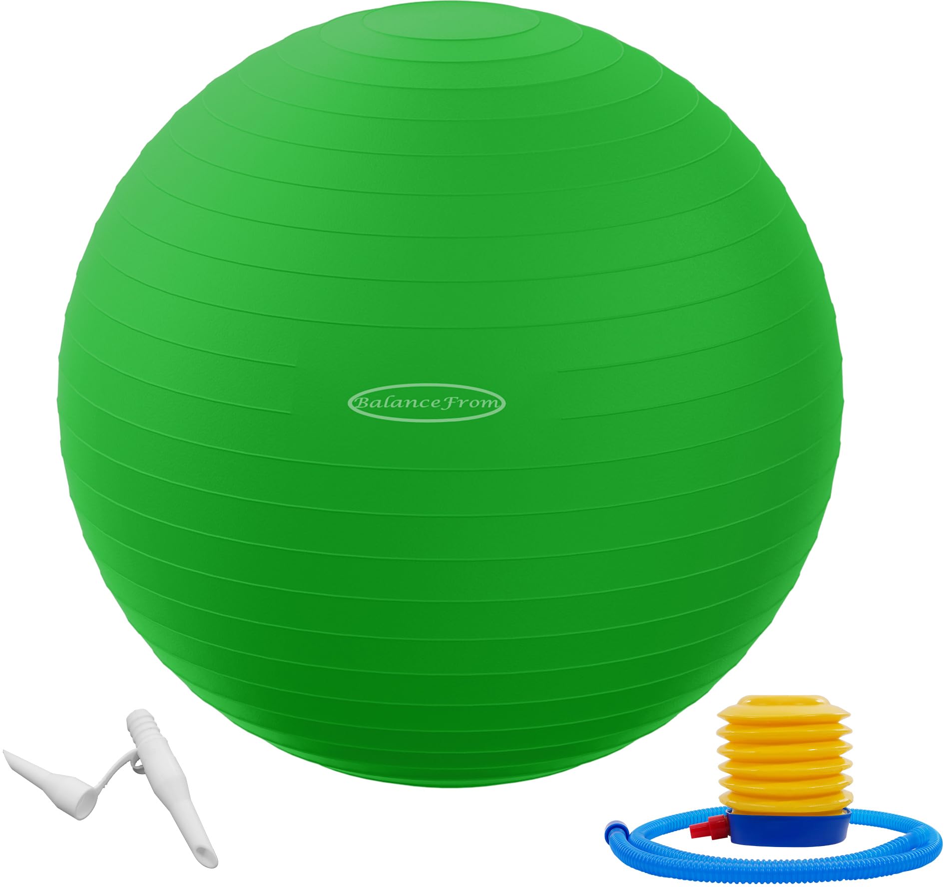 BalanceFrom Anti-Burst Slip Resistant Exercise Ball - Yoga Fitness Birthing Ball with Quick Pump, 2,000-Pound Capacity (58-65cm, Large, Green)