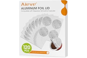 Aieve 120Pcs Aluminum Foil Seals Lid for Reusable Nespresso Pods Vertuo Compatible with Nespresso Refillable Capsule