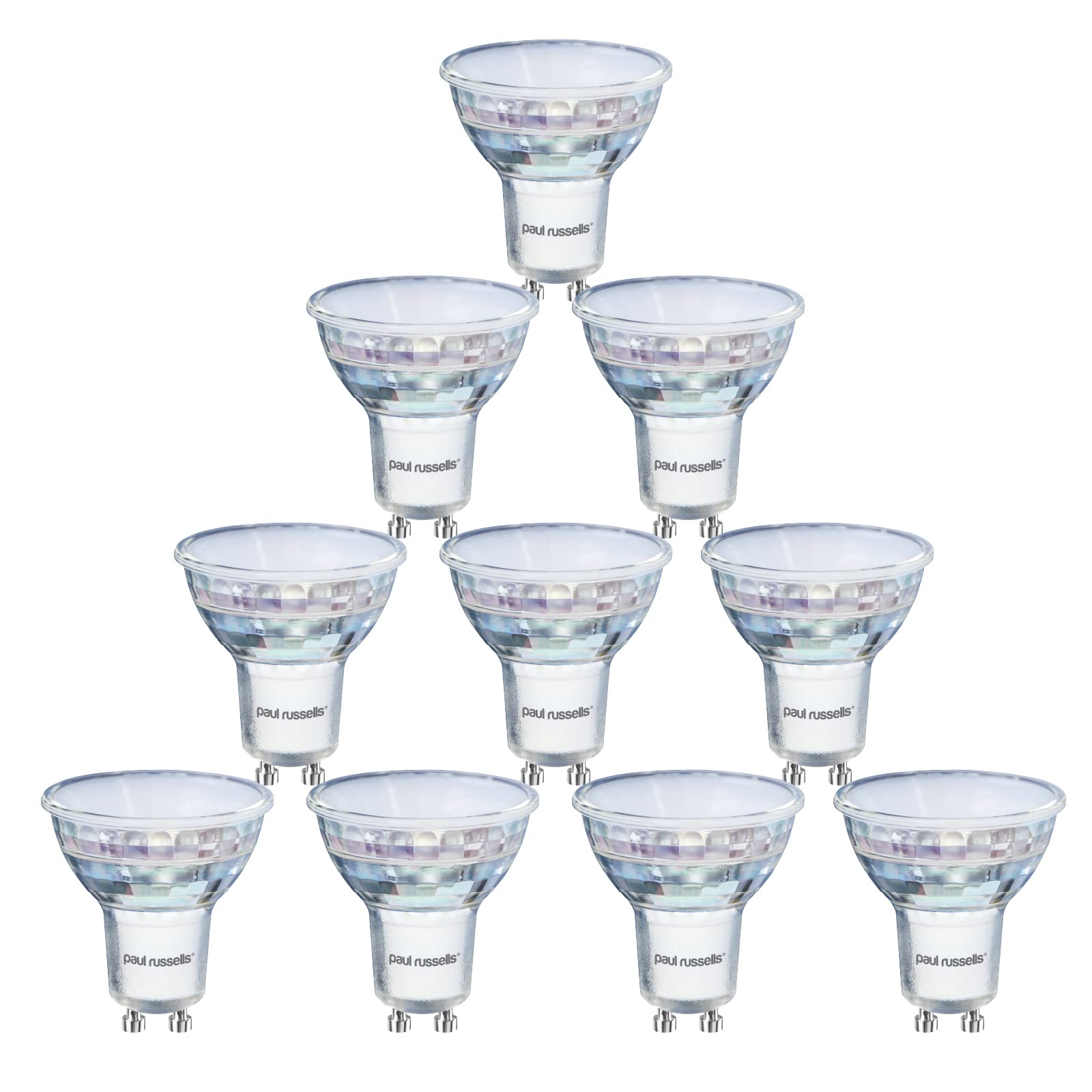 paul russells GU10 LED Bulbs, 4.5W 420lumens, 35Watt Equivalent GU10 Spotlight Bulbs Replacement, 120° Wide Beam, Bright Daylight 6500K, No Flickering, Energy Saving Non-Dimmable, 10 Packs