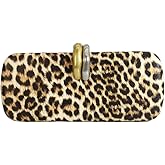 DKQXEIM Trendy Long PU Leather Evening Handbag for Women Metal Decoration Clutch Purse Casual Crossbody Bag for Wedding Party