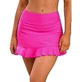 SHEKINI Women's High Waisted Ruffle Swim Skirt Bathing Suit Bottom with Built-in Short