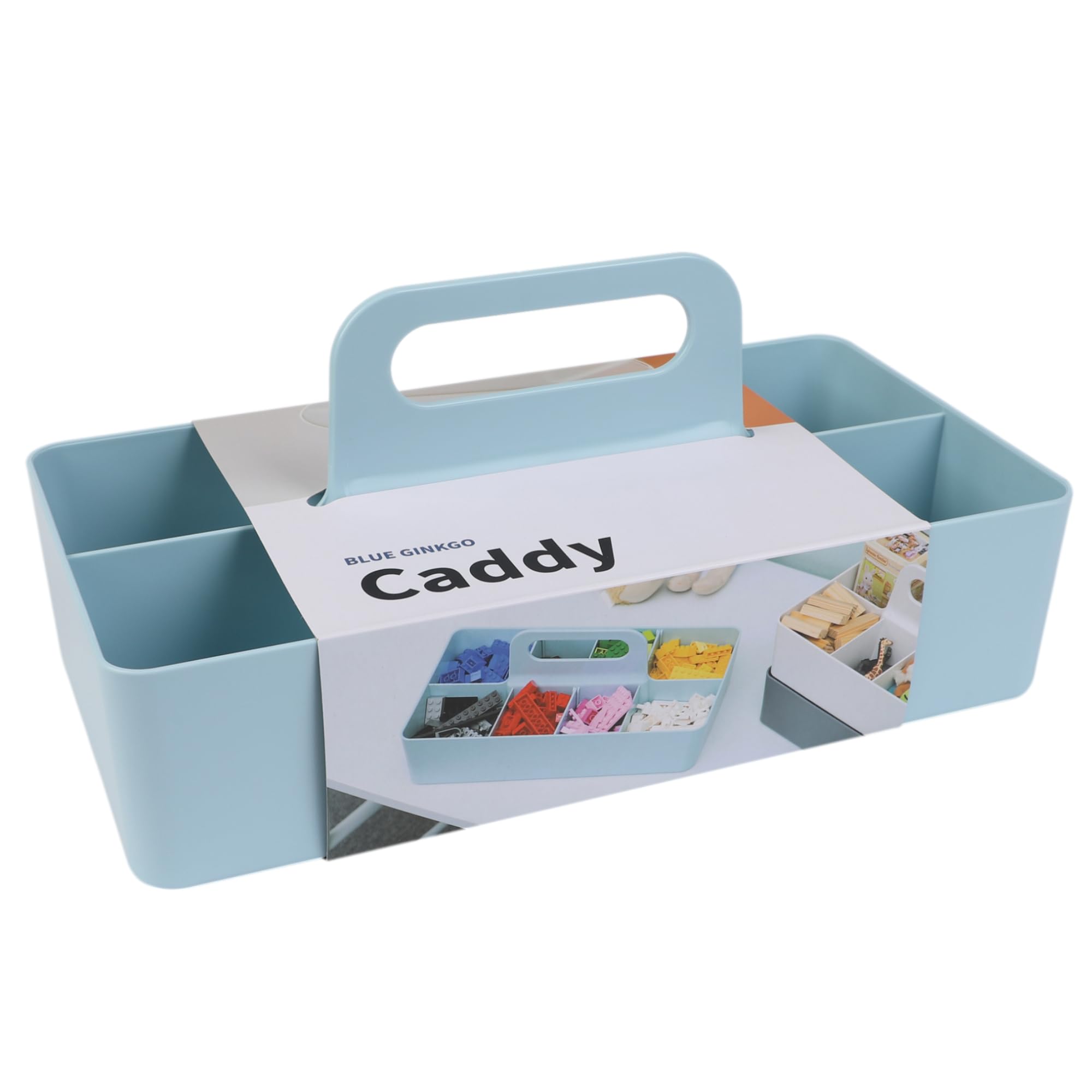 BLUE GINKGO Stackable Organizer Caddy – Korean-Made Portable Tote for Bathroom, Office, Crafts, or School Supplies (Long Rectangle, Blue) — image 1
