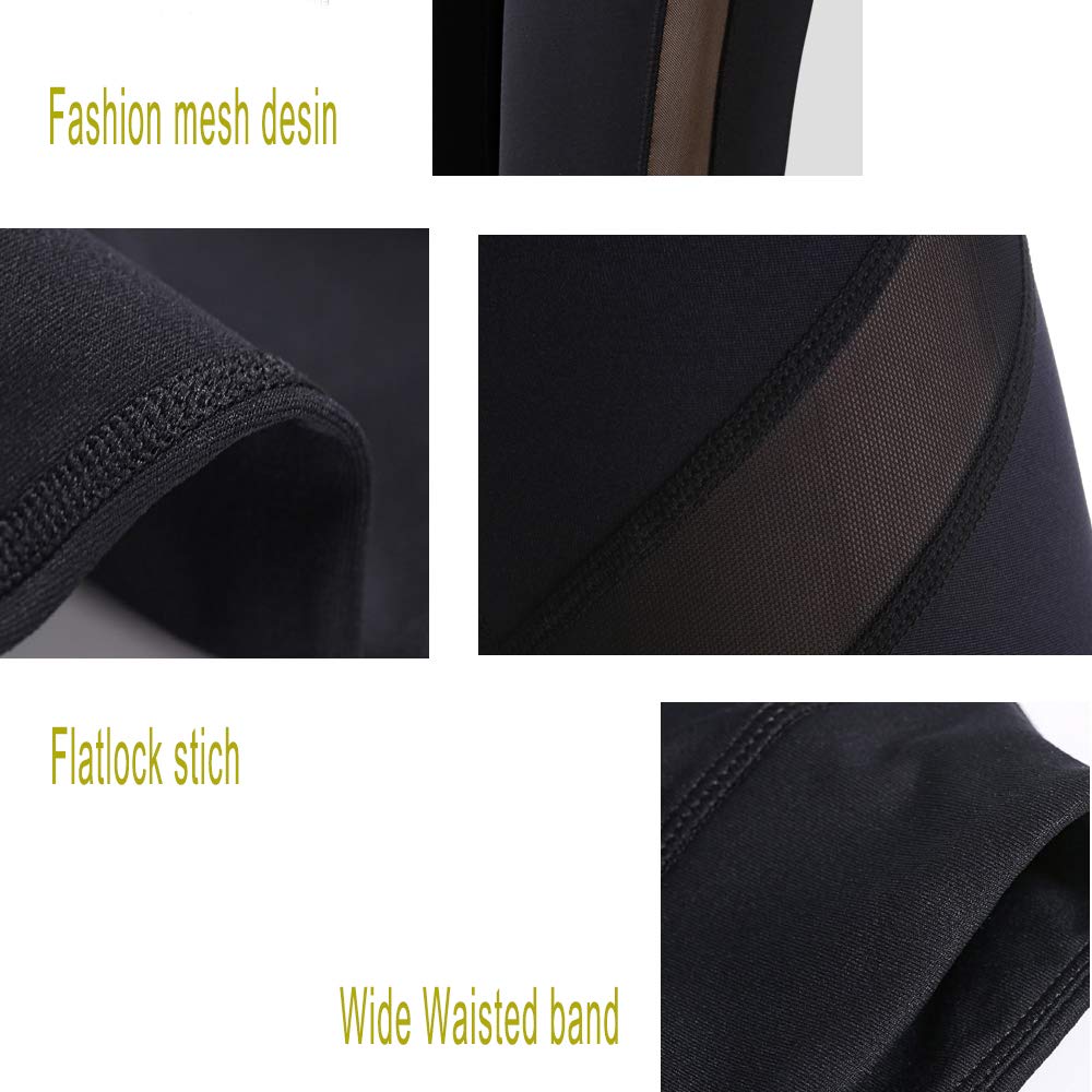 newlashua Mesh Workout Leggings Tight Yoga Pants High Waist Womens Leggings M Black 05