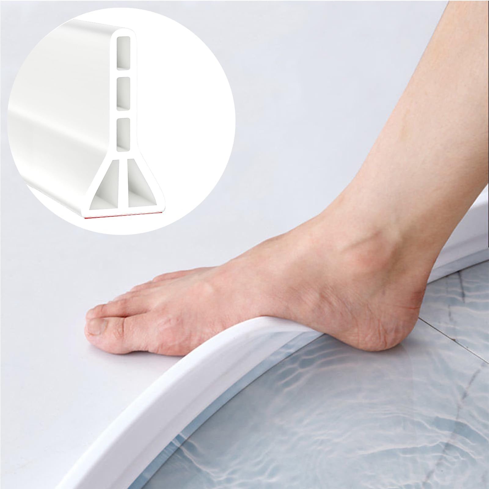 Photo 1 of 3.8" High Shower Threshold Water Dam Barrier, 2025 Upgraded 67" Collapsible Shower Water Blocker, Guard for Walk in Shower, Water Guard Stopper for Floor, Shower Door Water Blocker