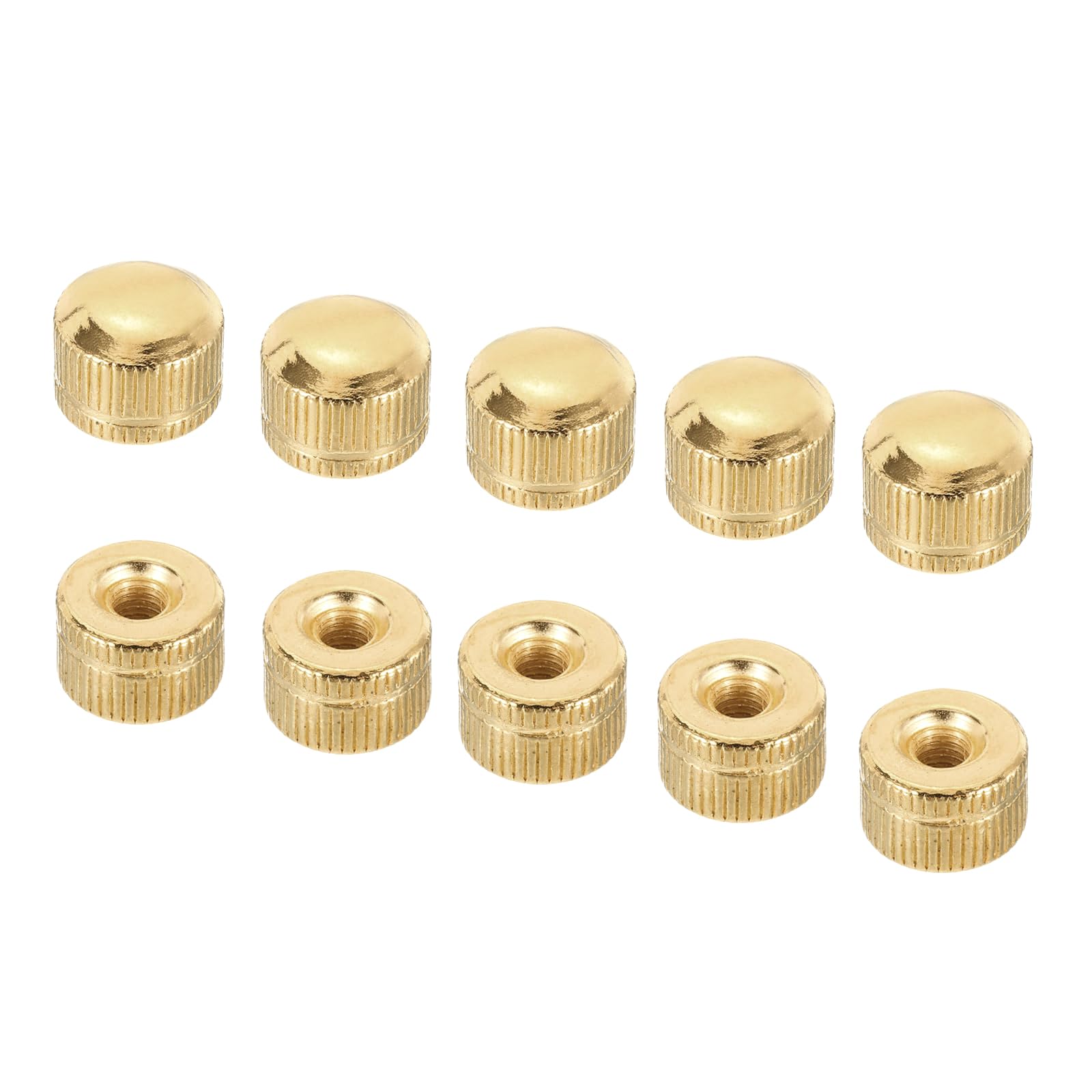 PATIKIL M5x0.8 Cap Nut, 25 Pack Acorn Nut Screw Knob Cap Insert Bolt Cover Female Thread Knurled Decorative Hardware Fittings Light Fixtures Gold Tone