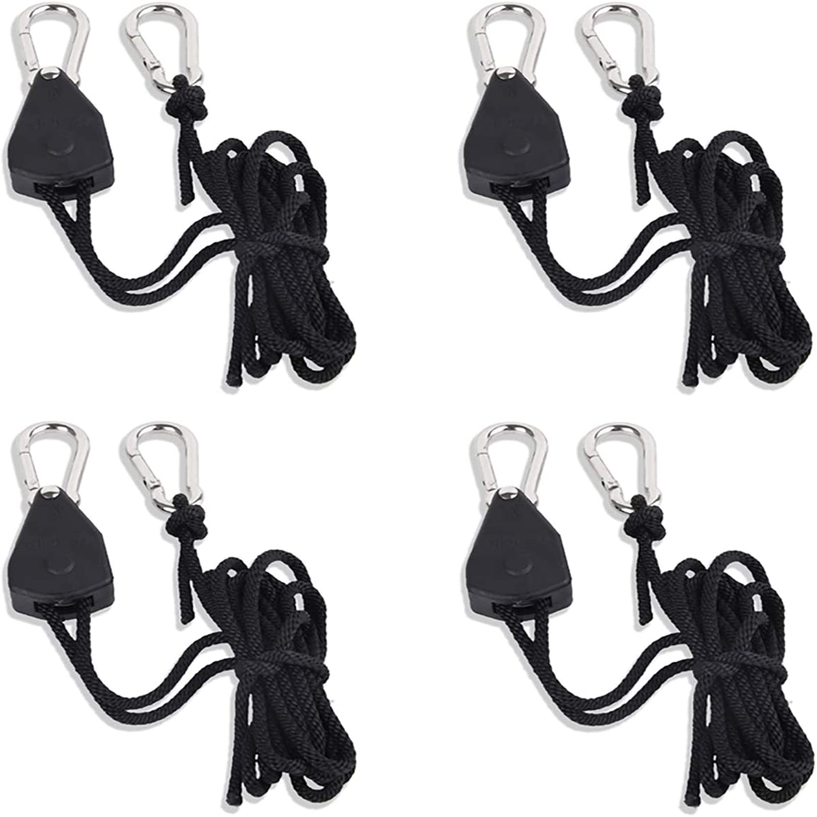 4 Pcs Ratchet Rope Ratchet Strap Ratchet Hook for Light Room Equipment for Fan Filter for Crop Plants (Black)
