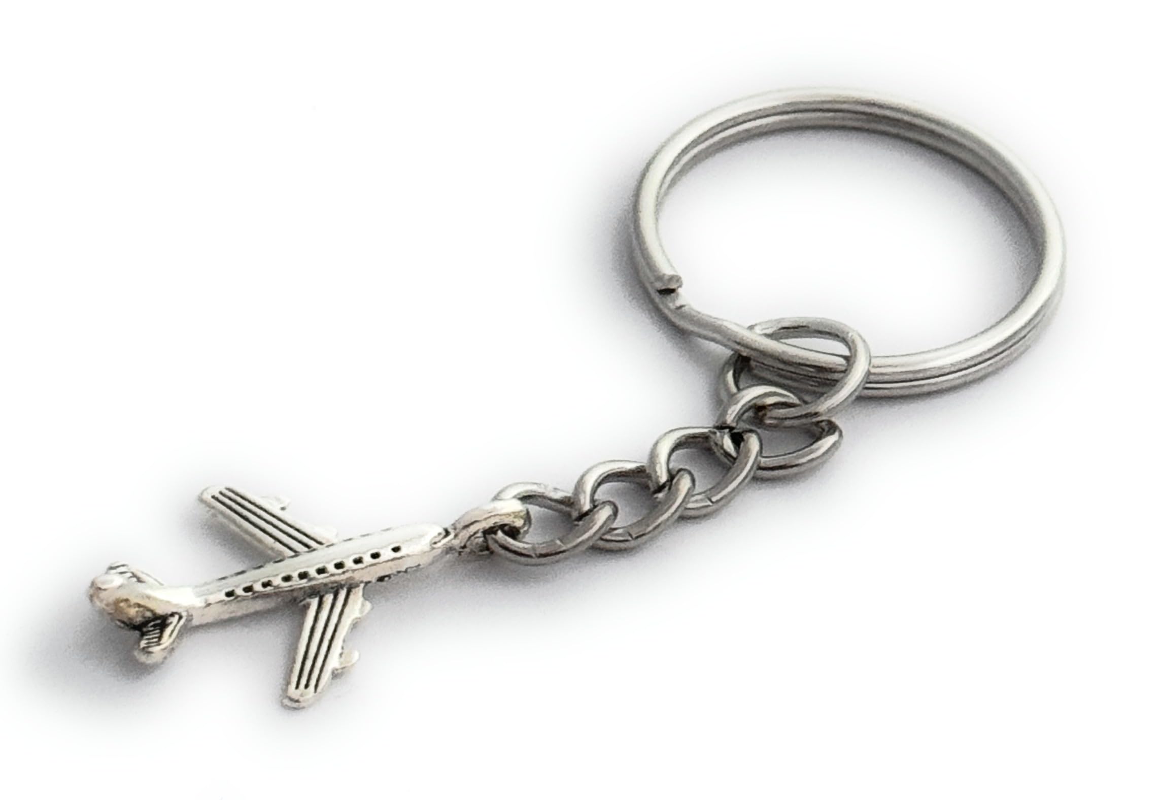 FizzyButton Gifts Aeroplane Charm Keyring Key Ring with Silver Tone Keychain