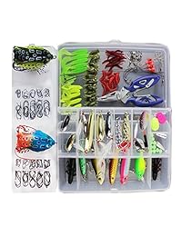 Set de 233 piezas de señuelos para peses de agua dulce y salada, spinnerbaits, cucharas, señuelos de sapo, enterizos, con pinzas para salmón, trucha, róbalo