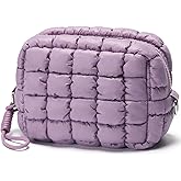 Unilily Quilted Makeup Bag Puffy Cosmetic Bag Cute Puffer Travel Toiletry Bag for Women, Small Makeup Pouch for Purse Quilted Cosmetic Pouch for Essentials Toiletries, Gift for Women, Girls