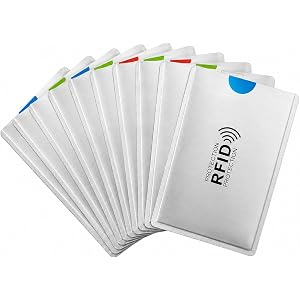 10 Pack RFID Blocking Card Sleeves, NFC Shield Wallet Protectors | PVC sleeves with aluminum foil lining fit cards and passpo