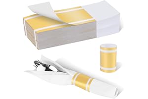 Germiwipe Gold Napkin Band,Paper Napkin Rings Self Adhesive,200PCS Silverware Wraps Bands,Table Setting Wedding Event Party Supply NB-015