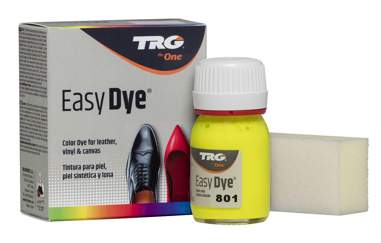 TRG The One Easy Dye, Leather Shoe Color Restore Paint, 801 Yellow Fluorescent, 25 ml