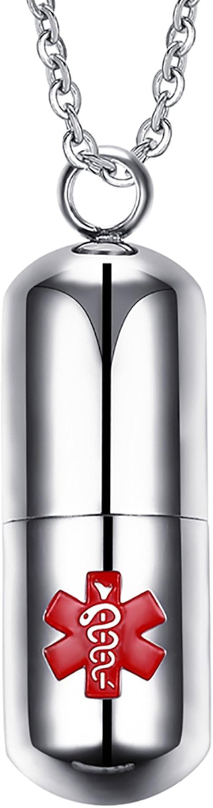 Collana Portapillole Mediche LAFATINA - Ciondolo Capsula In Acciaio Inox Per Allergie E Emergenze - Foto 9