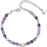 Nbsameng Natural Stone Bracelets for Women Adjustable Silver Boho Bracelet Handmade Crystal Beaded Jewelry Gift