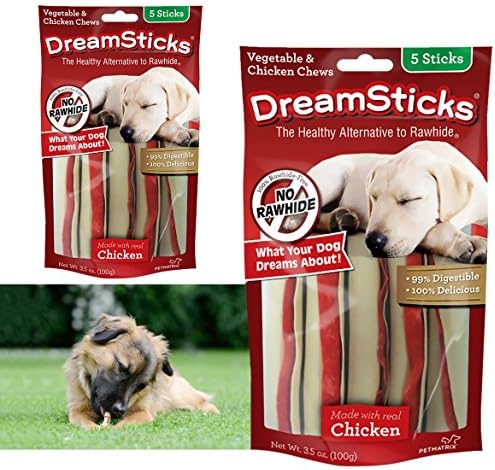 DreamBone Dream Sticks Chicken Dog Chew, 5 Sticks &amp; Twists