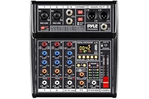 Pyle, Audio Mixer, DJ Mixer, USB Interface, DJ Controller, Sound Mixer W/DSP 16 Preset Effects, 2 XLR I/O Connectors, FX Proc