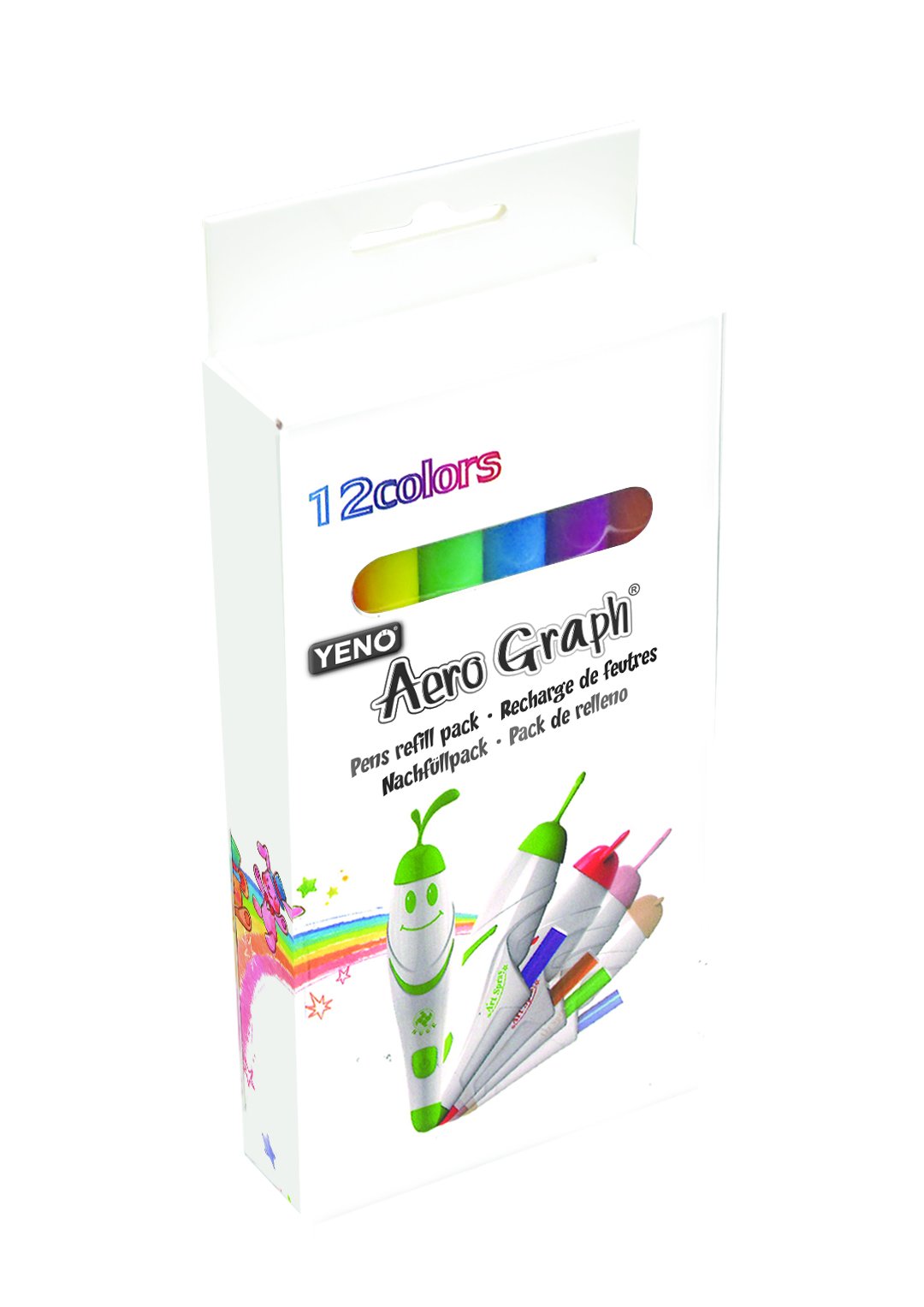 LEXIBOOK Aero Graph pens refill pack, 12 watercolour pens to draw, CR800A
