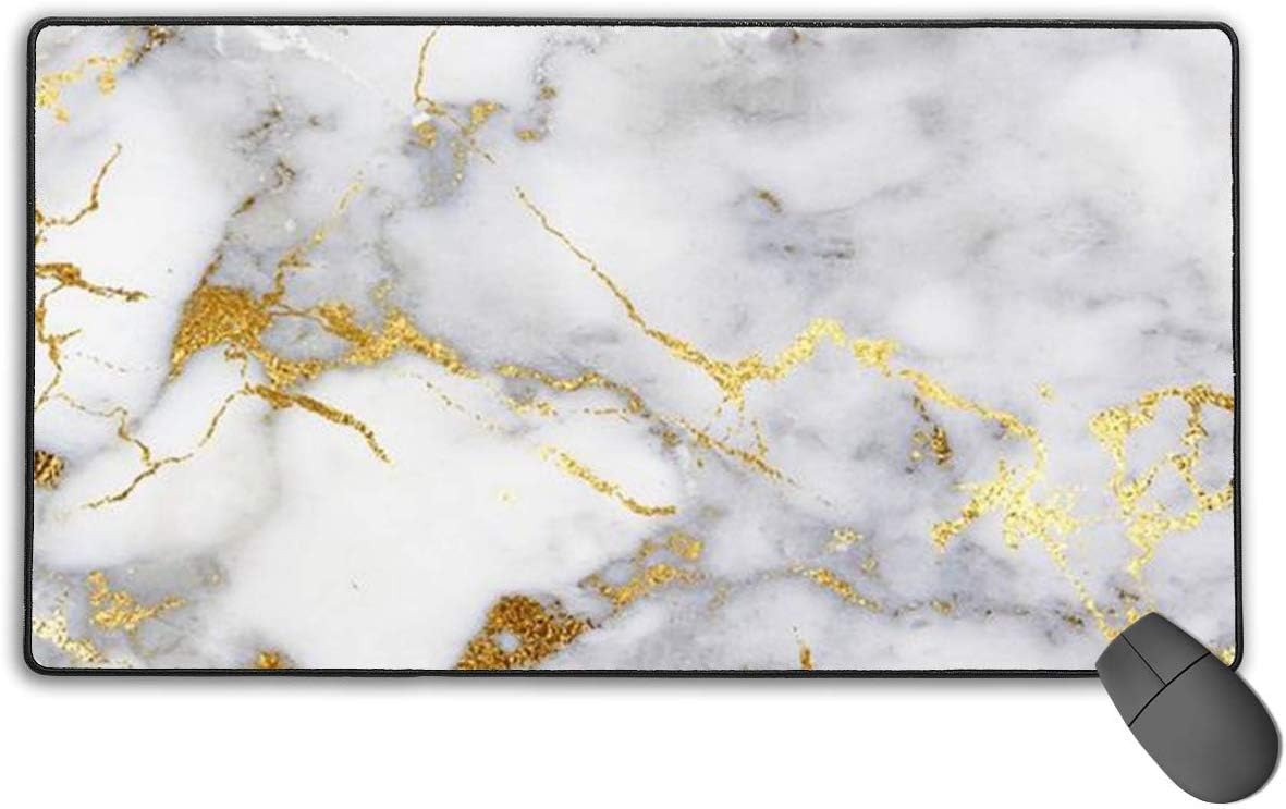 Gold Marble Mousepad Anti-Slip Water-Resistant Mouse Mat Desktop Laptop Keyboard Mouse Pad Gaming Mouse Pad 15.7 X 29.5 Inches
