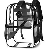 VGJ Clear backpack,Clear Backpack for School,Heavy Duty PVC Transparent Backpack, With Water-Resistant PVC Plastic Material and Ruggedly Ruinforced Shoulder Straps
