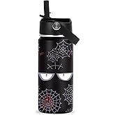 Hiboss Spider Water Bottle for Boys, 16oz Kids Stainless Steel Insulated Water Bottle with Straw Lid, Spider Cup Tumbler Gifts for Kids Teen Boys Men