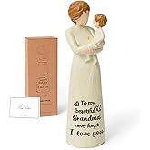 Eremaoy Grandma Gifts - 6.3” Hand-Painted Resin Figurine, Grandmother and Grandkids Statue, First Time Grandma Birthday Christmas