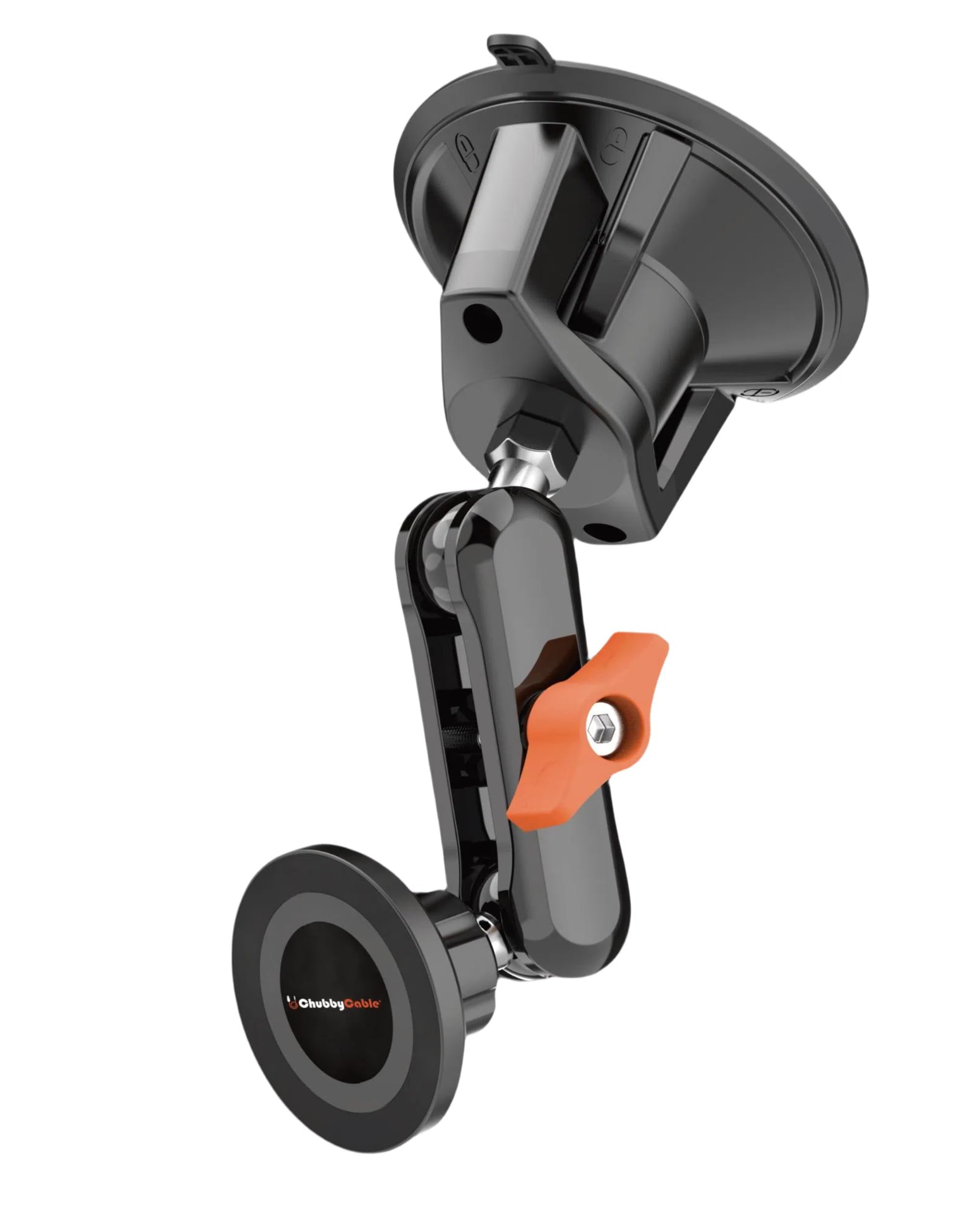 Photo 1 of chubbycable ChubbyGrip Magnetic Dash Mount Vacuum Magnetic Phone Holder for Your Car 360° Adjustable Suction Cup Magsafe Car Phone Mount for Windshield Dashboard, Magnetic Phone Holder, Orange