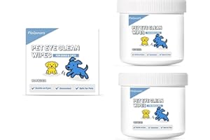 Pet Eye Wipes for Dogs & Cats - – Easy to Use 60 Pad Wipes - Gently Remove Tear Stain & Eye Discharge - Presoaked Pet Wrinkle