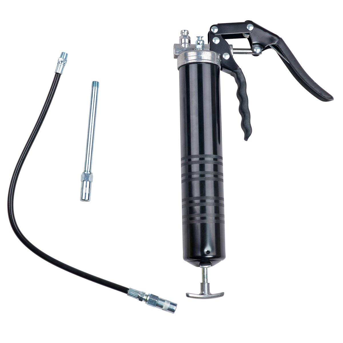 GreaseTek Premium Pistol Grip Grease Gun with 18" Hose and Extension