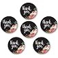 YZEECOL 1.5 inch Black Flower Design Thank You Designs for envelopes, Favors, Birthdays, Giveaways, Gift Packaging…
