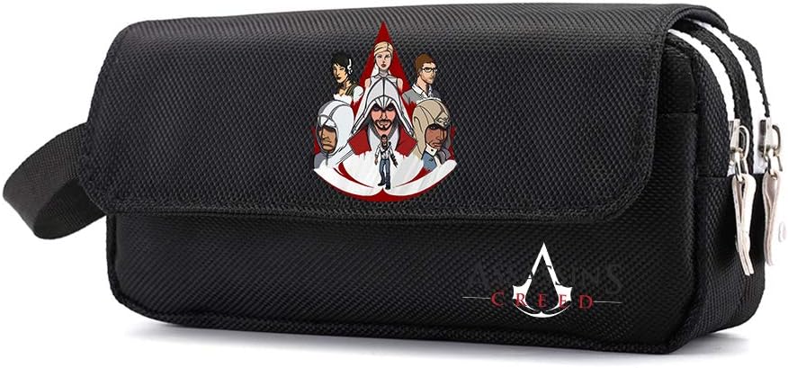 Assassin's Creed Pencil Cases Fashion Pockets Pencil Case Pen Bag School Pencil Pouch Boys Girls School Stationery Bag (Color : Black10, Size : 20 X 6 X 10cm)