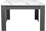 Blisswood 140cm Dining Table 4 Chairs PU Leather White Marble Grey view 5