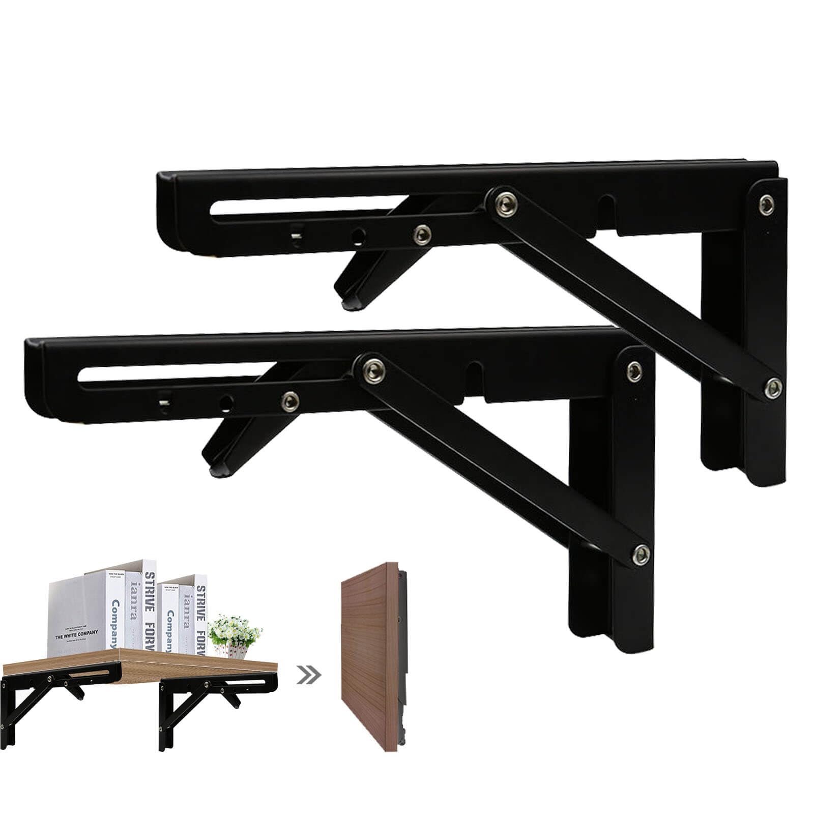 Professional Folding Console Heavy Duty Stainless Steel, 90 Degree Folding Console Table Folding Shelf Brackets, Kitchen Folding Table Maximum Load Capacity 100 kg / 220 lb, Folding Support Shelf