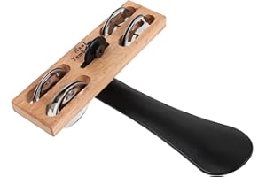 Toyvian Double Row Jingle Tambourine with Heel Insert, Metal Percussion Instrument for Folk Music and Party