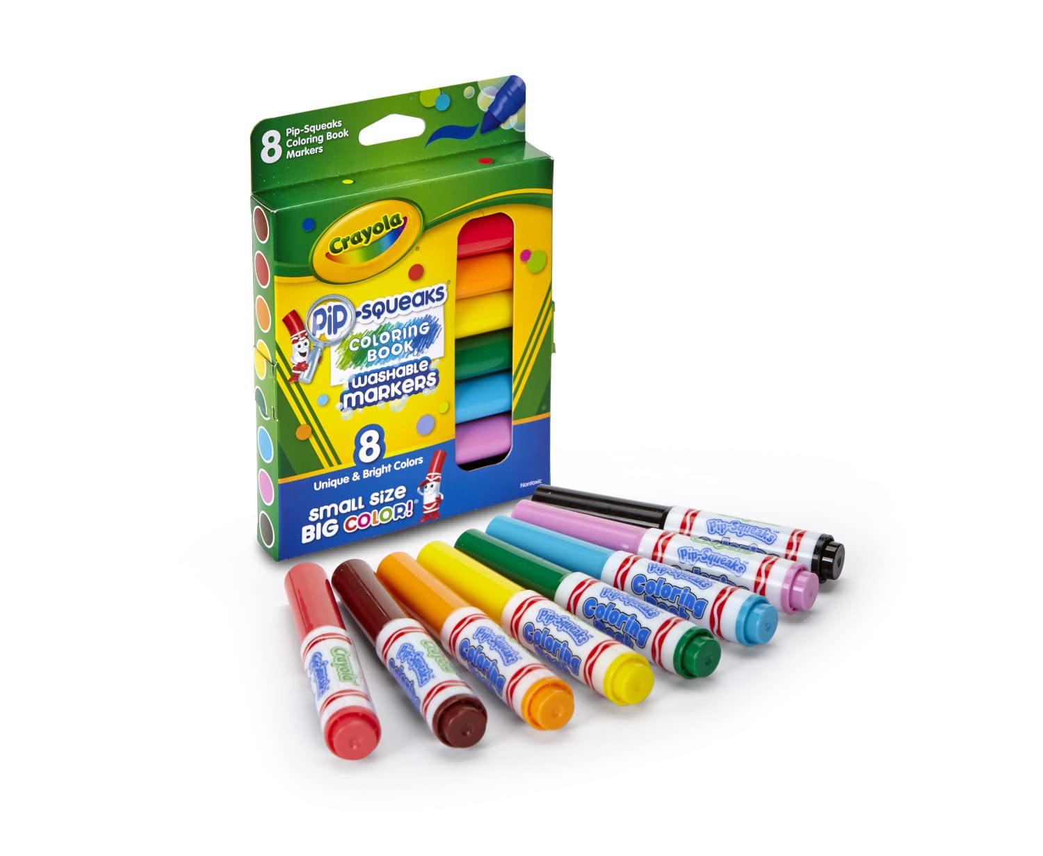 Crayola Pip Squeaks Washable Markers, Mini Markers in Classic Colors, 8 Count